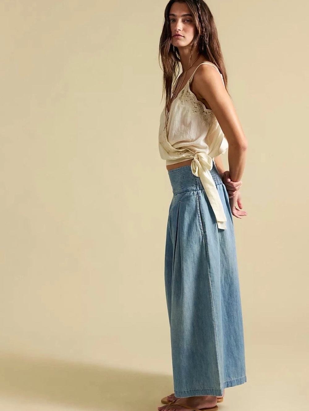 We The Free Light Blue Denim Harem Wide-Leg Pants - Picture 3 of 10
